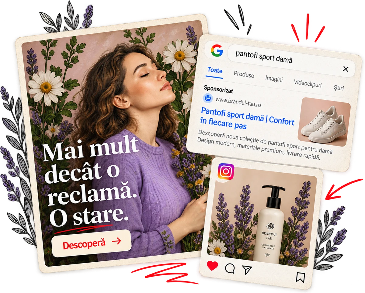 Exemple creative de reclame: fotografie cu flori, produse cosmetice și anunțuri digitale